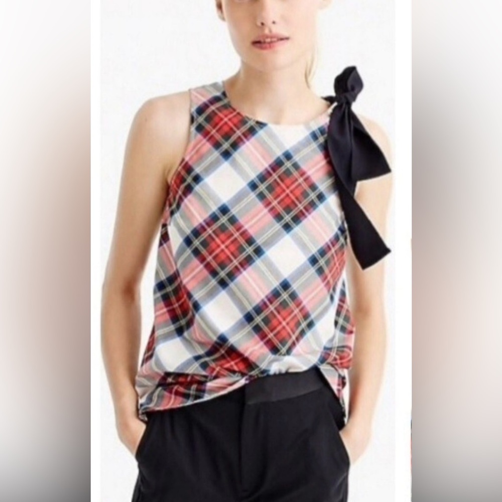 J. Crew Holiday Rattan Design Sleeveless Top with Black Bow Size 4 - Picture 3 of 10